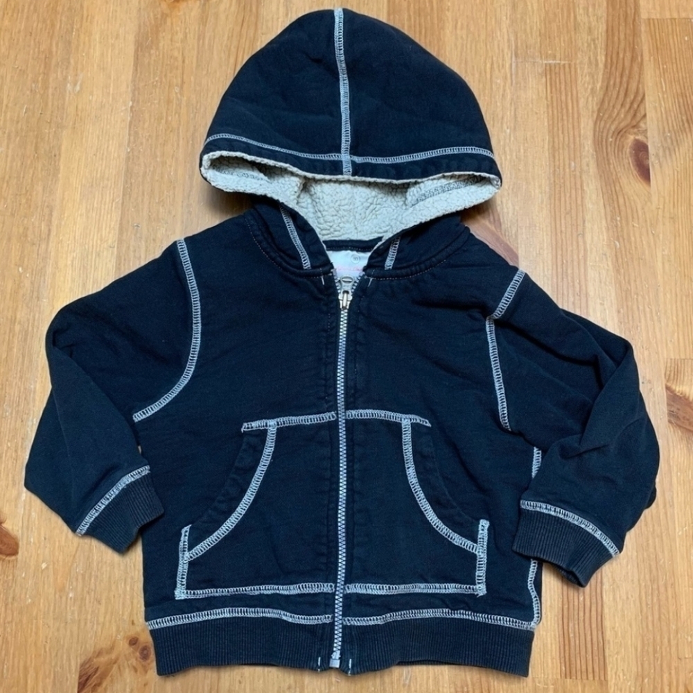 HANNA ANDERSSON SHERPA LINED HOODIE BLACK UNISEX KIDS' SIZE 5 110 CM
